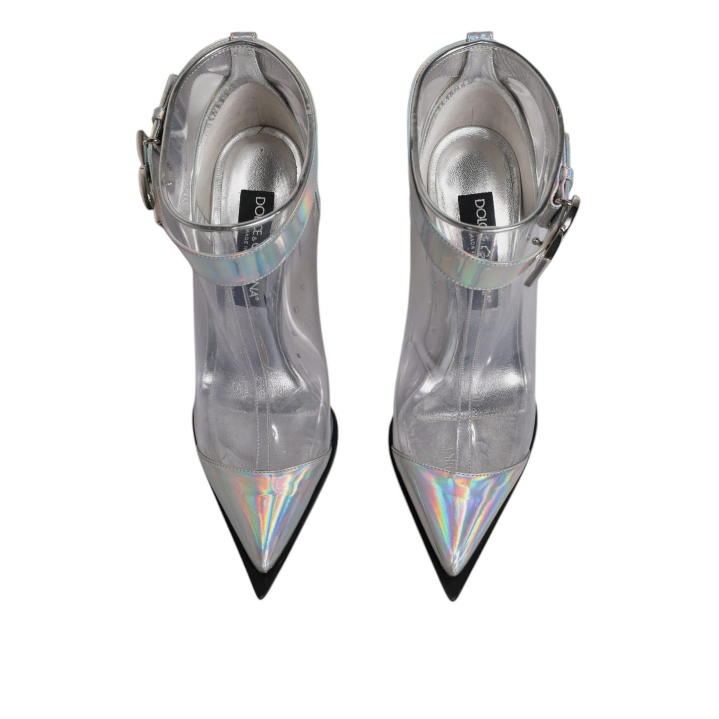 Dolce & Gabbana Silver Iridescent Pointed Short Boots Shoes