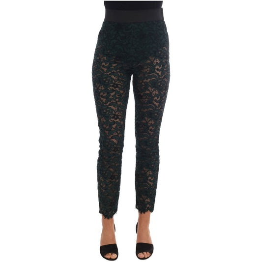 High Waist Floral Lace Slim Trousers