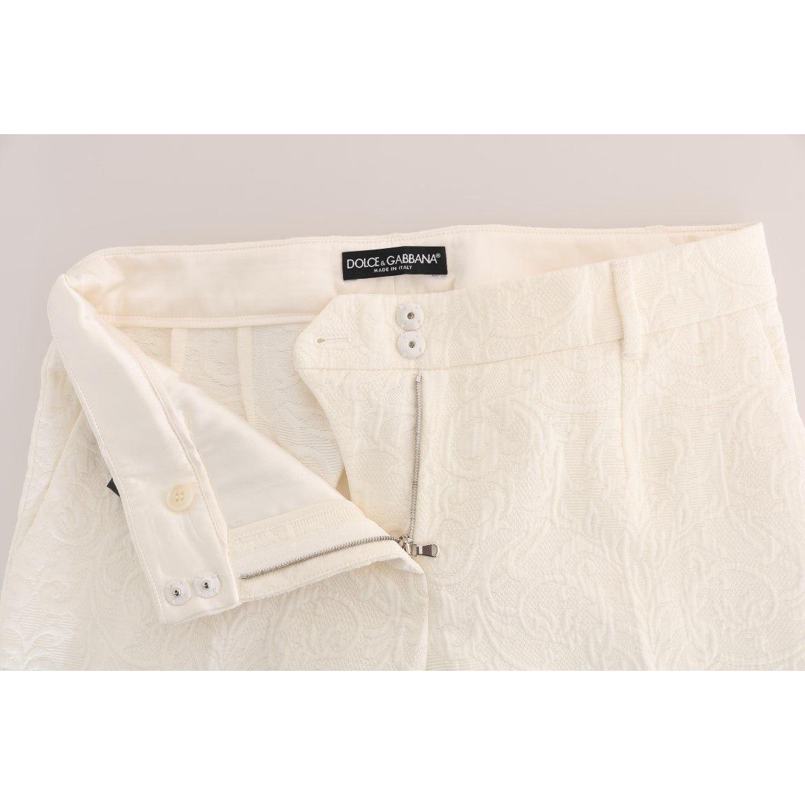 Dolce & Gabbana Elegant White Capri Pants - Cotton & Silk Blend Dolce & Gabbana