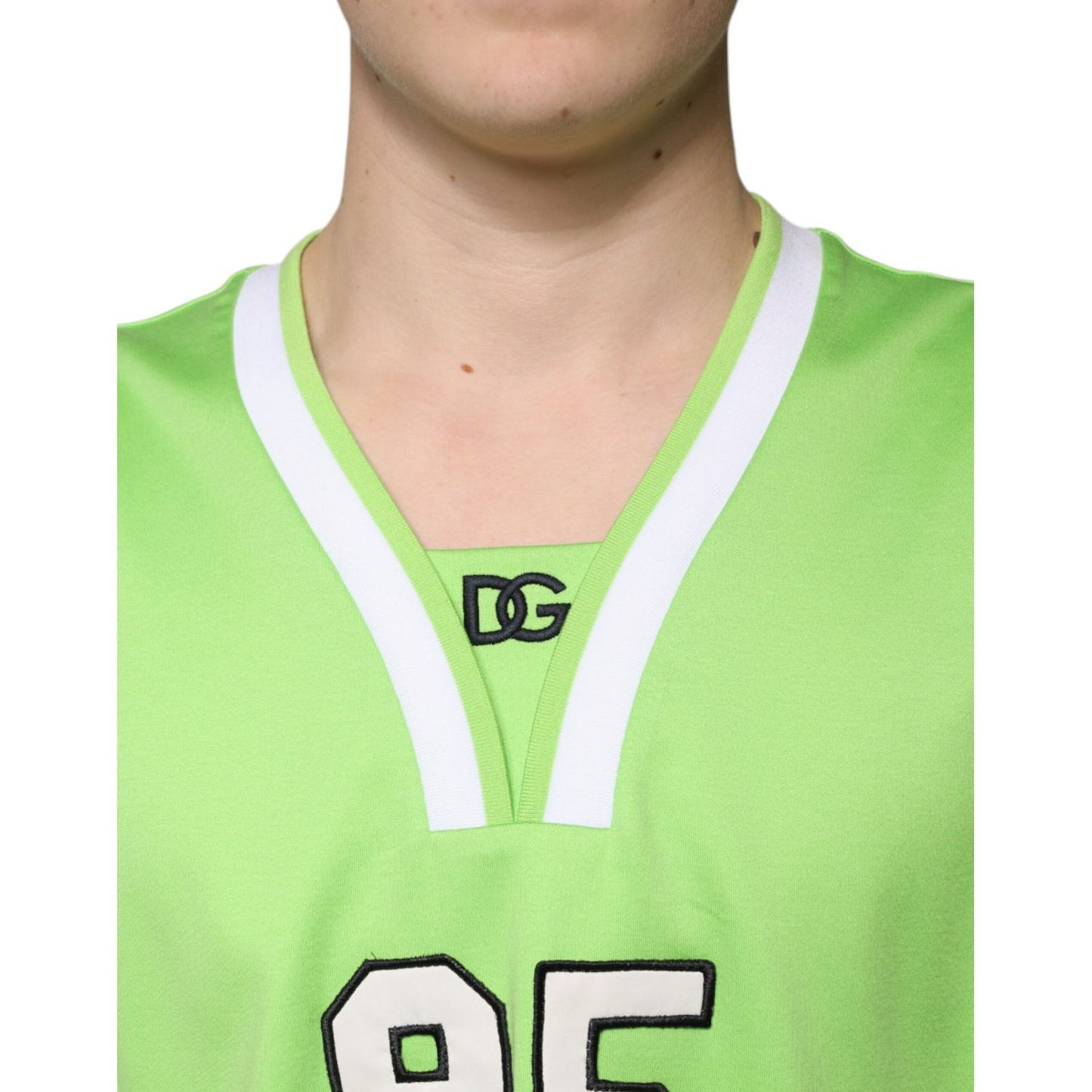 Dolce & Gabbana Green Polyester Jersey Sleeveless T-shirt