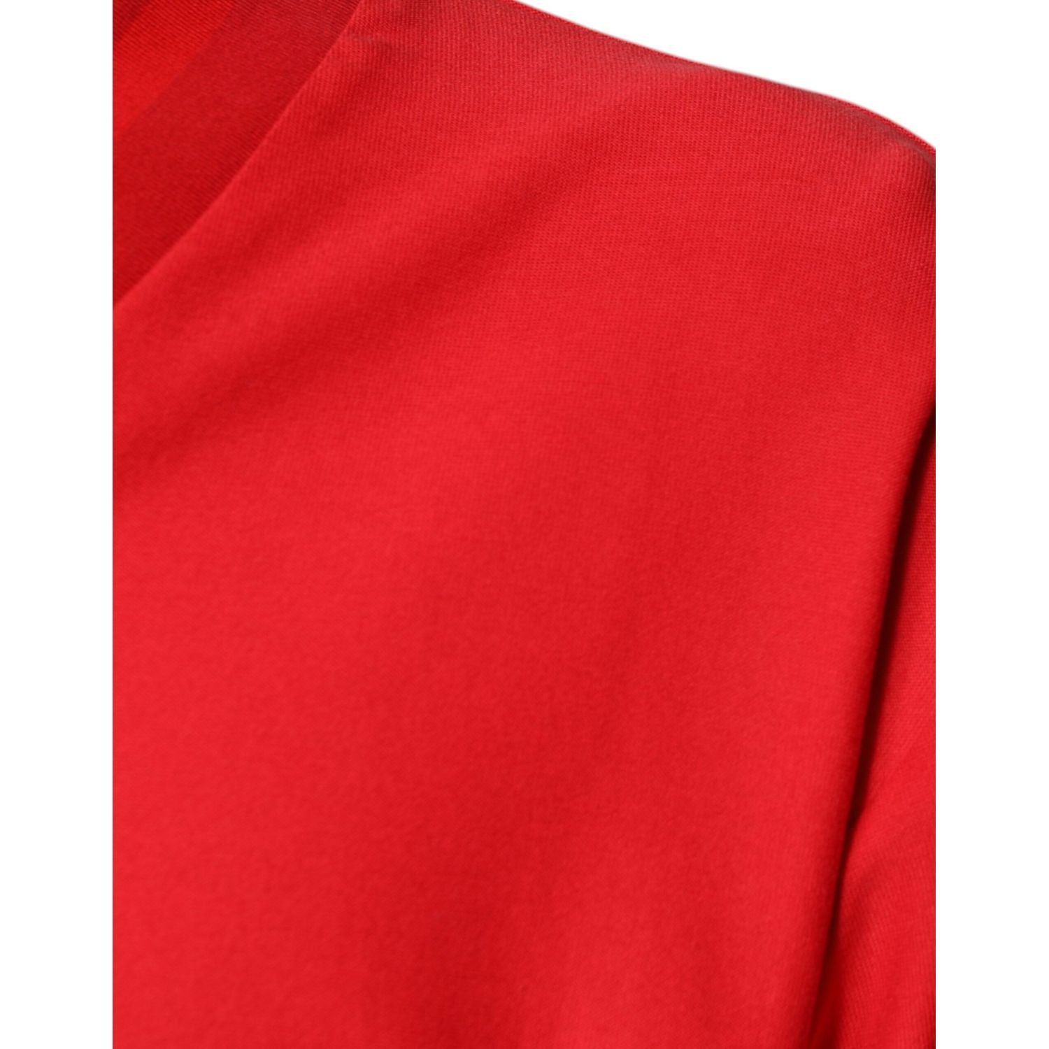 Dolce & Gabbana Red Cotton V-neck Short Sleeves T-shirt