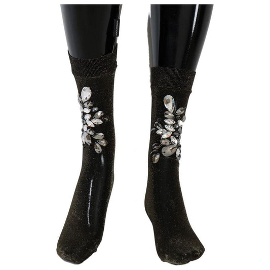 Dolce & Gabbana Crystal-Embellished Black Mid-Calf Stockings Dolce & Gabbana