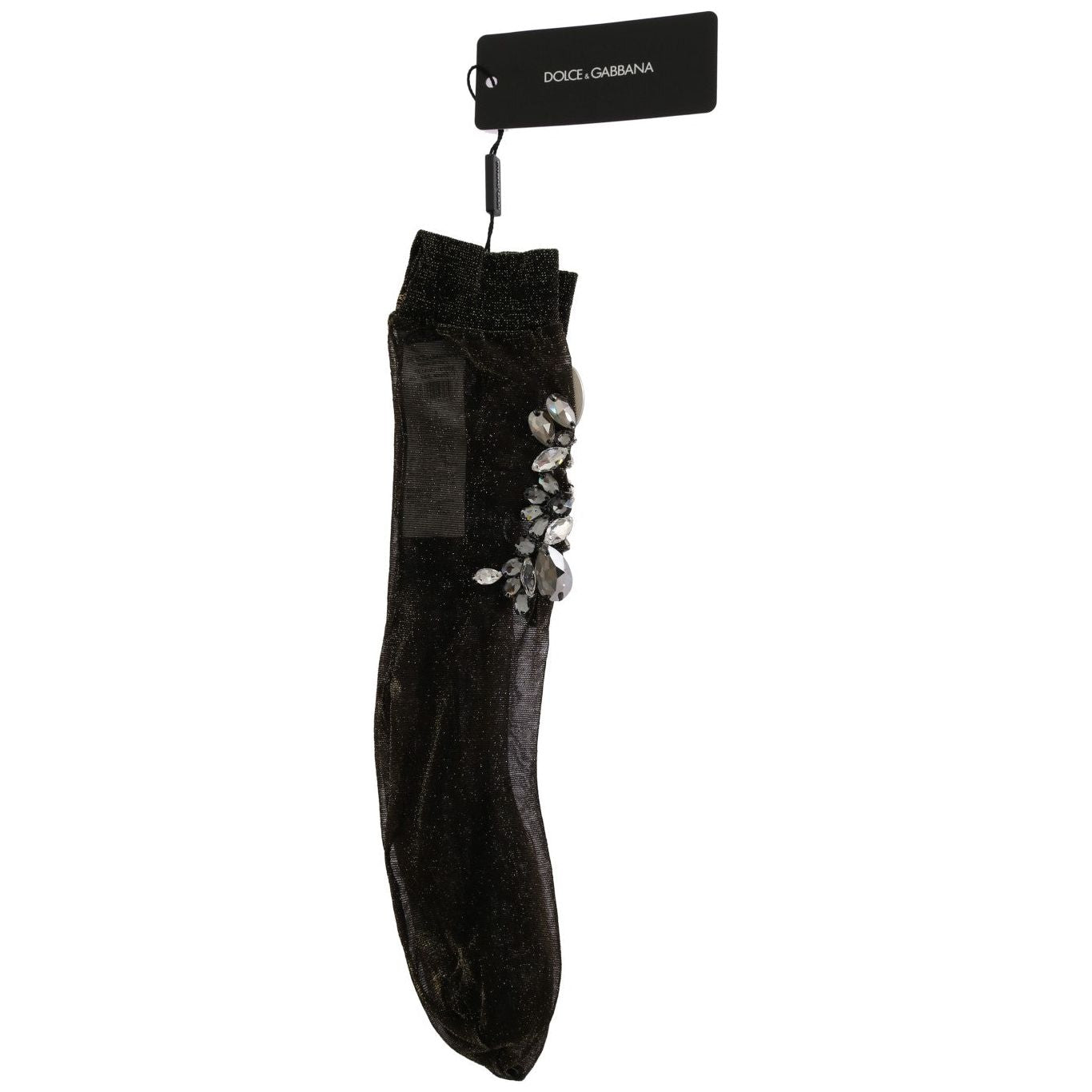 Dolce & Gabbana Crystal-Embellished Black Mid-Calf Stockings Dolce & Gabbana