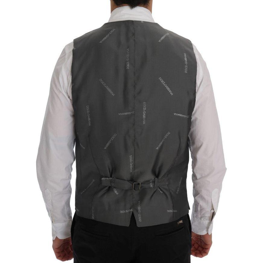 Dolce & Gabbana Sleek Gray Single-Breasted Waistcoat Vest Dolce & Gabbana