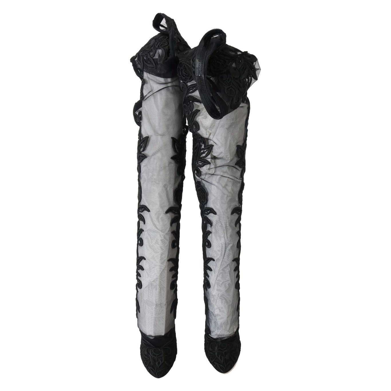 Dolce & Gabbana Embroidered Floral Over-Knee Boots Dolce & Gabbana