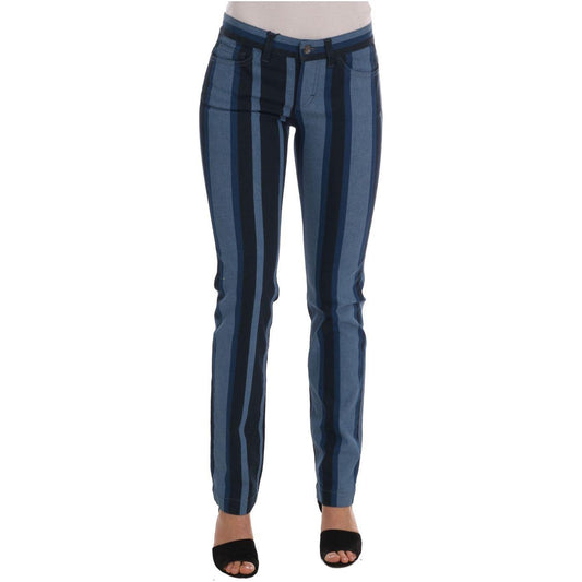 Dolce & Gabbana Chic Blue Striped Slim Fit Girly Jeans Dolce & Gabbana