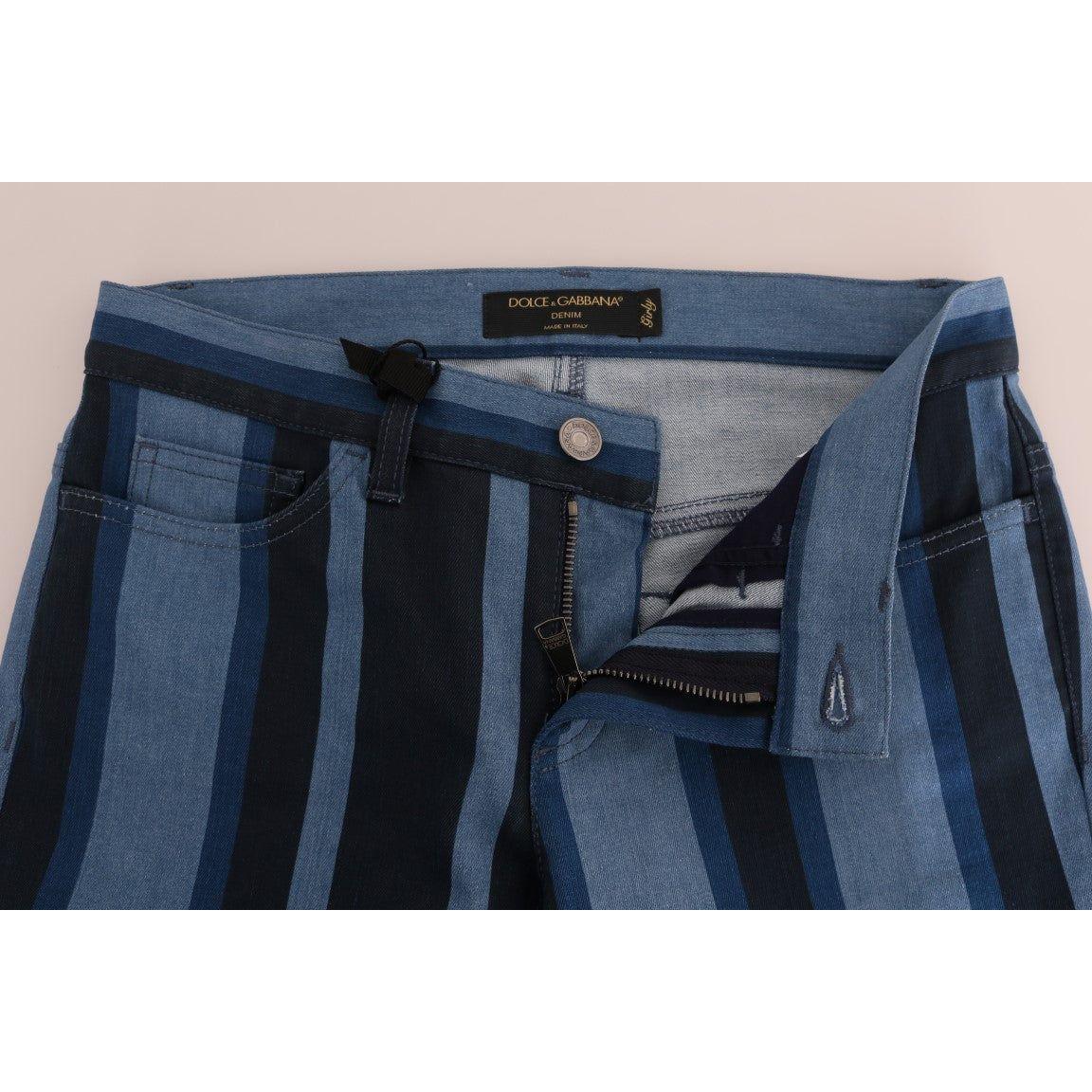 Dolce & Gabbana Chic Blue Striped Slim Fit Girly Jeans Dolce & Gabbana