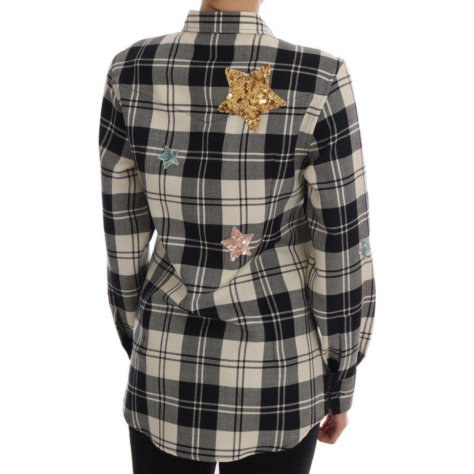 Dolce & Gabbana Enchanted Sequin Checkered Wool Shirt Dolce & Gabbana