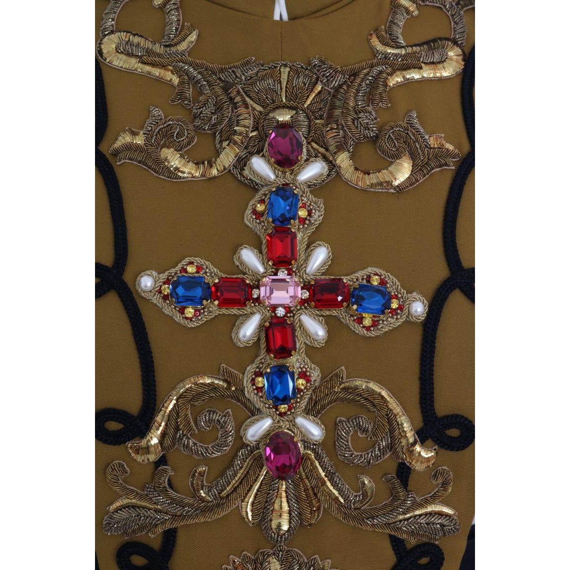 Dolce & Gabbana Yellow Crystal Cross Vest Jacket 1728,2% Elastane,67345645728,Clothing,Dolce & Gabbana,IT40|S,Jackets & Coats - Clothing,Jackets & Coats - Women - Clothing,Material: 98% Cotton,New with tags,Women,Women - Clothing,Yellow