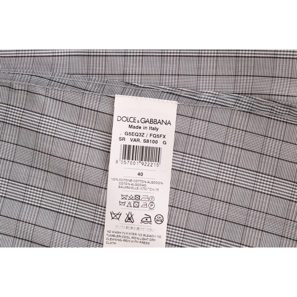 Dolce & Gabbana Elegant Gray Checkered Slim Fit Casual Shirt Dolce & Gabbana