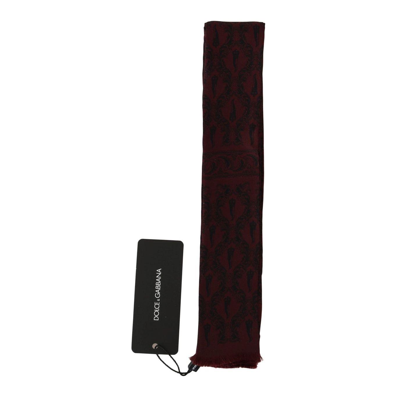 Dolce & Gabbana Silk Bordeaux Crown Chili Print Mens Scarf Silk Scarves Dolce & Gabbana