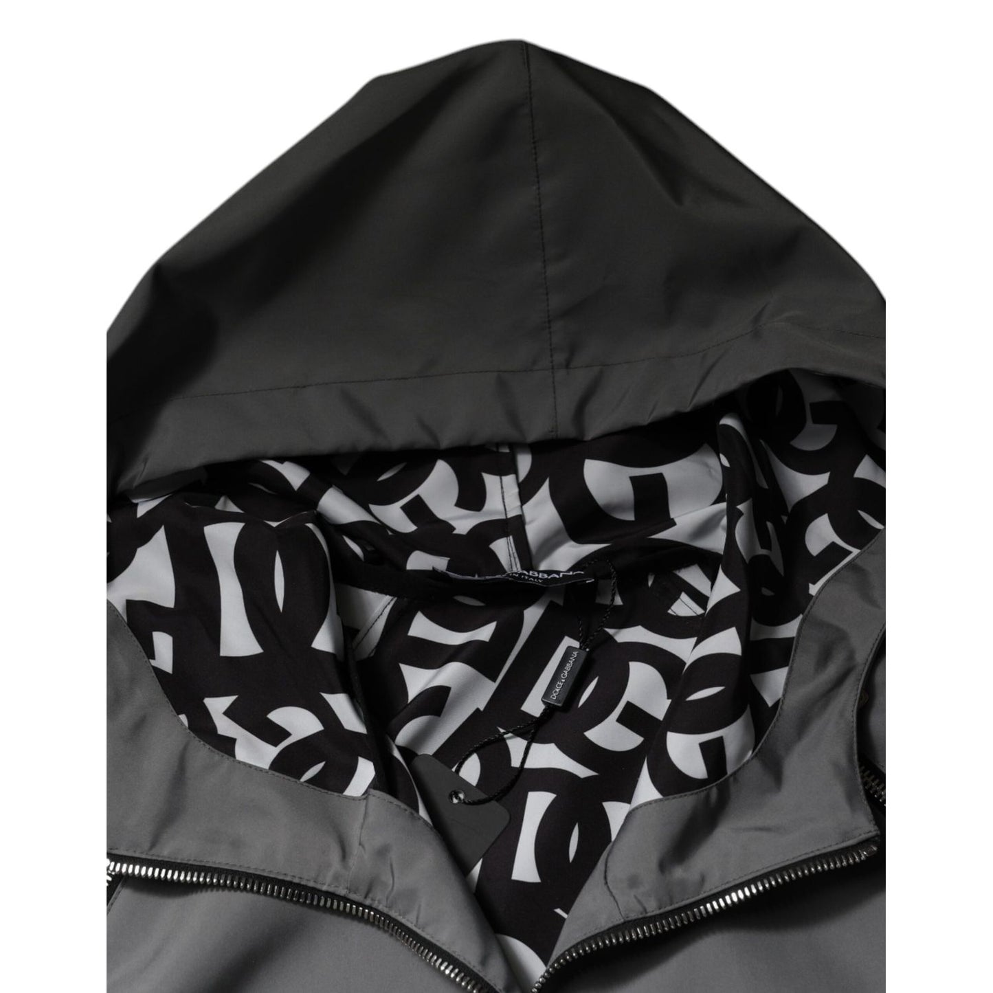 Dolce & Gabbana Gray Polyester Hooded Men Full Zip Jacket