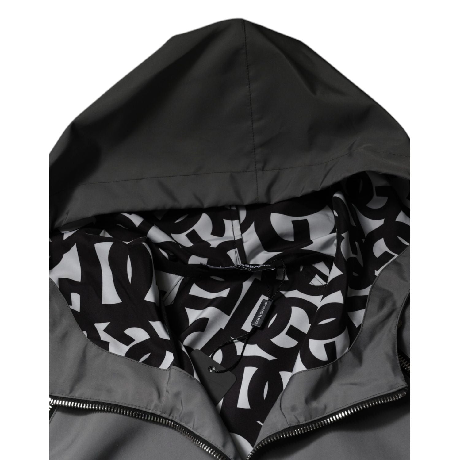 Dolce & Gabbana Gray Polyester Hooded Men Full Zip Jacket