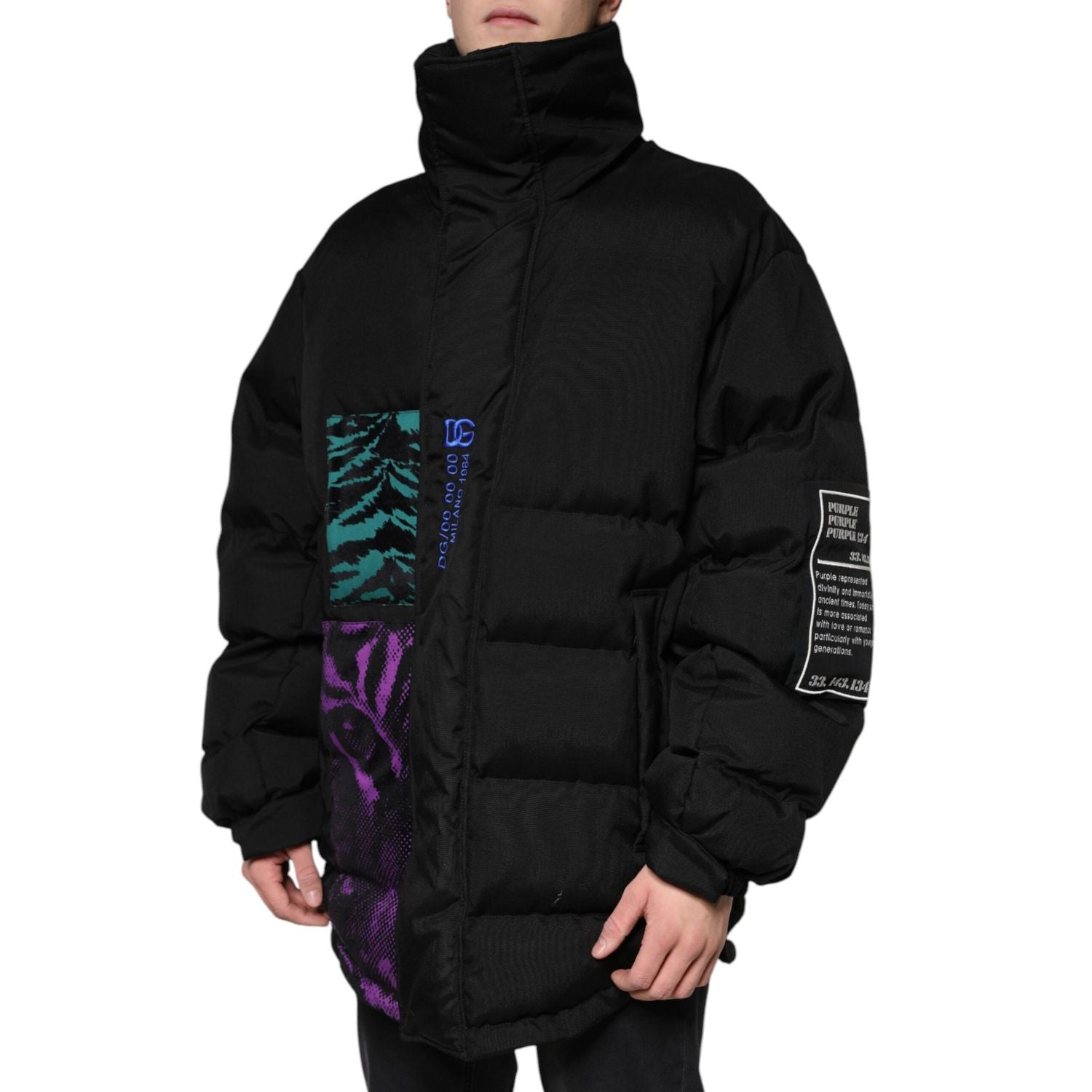 Dolce & Gabbana Black Nylon Puffer Men Full Zip Jacket