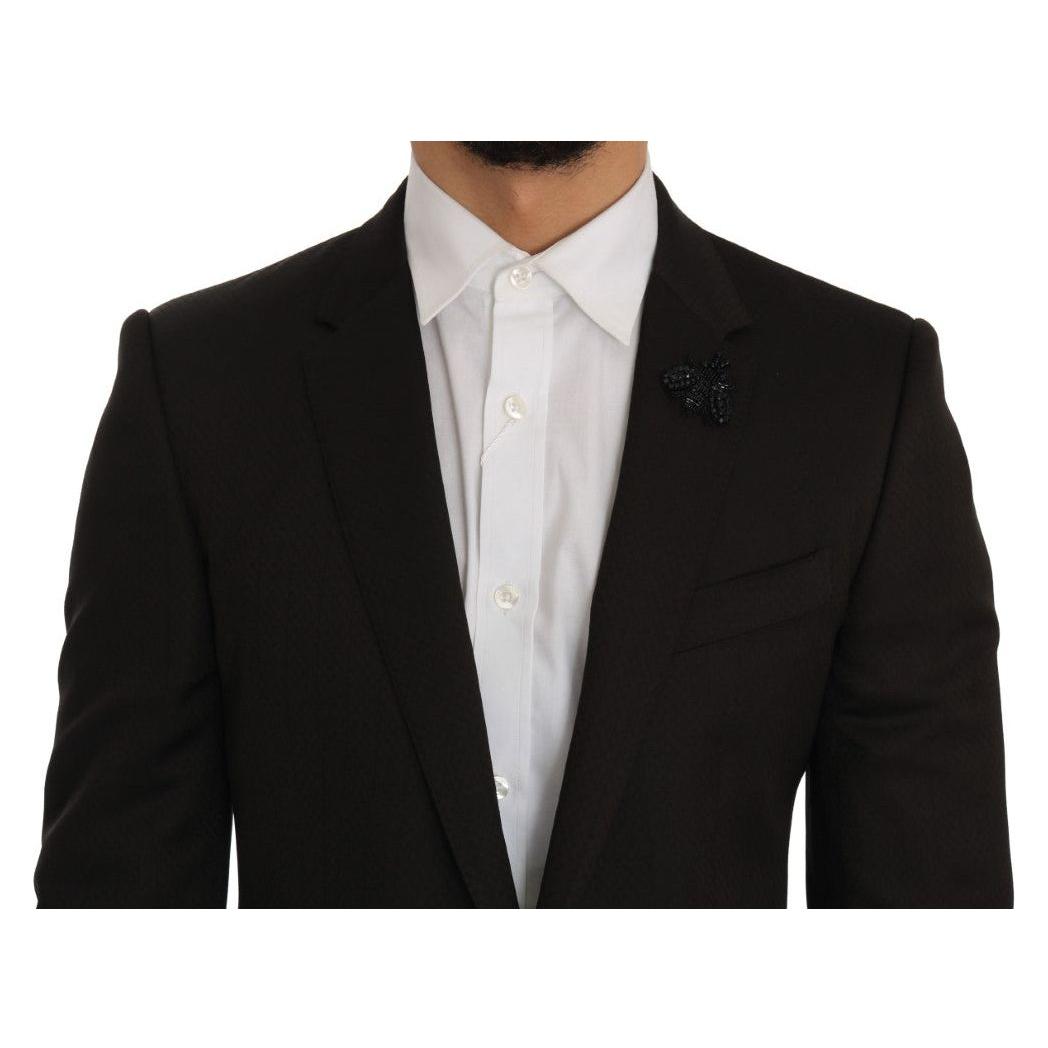 Dolce & Gabbana Brown Wool Crystal Bee Slim Fit MARTINI