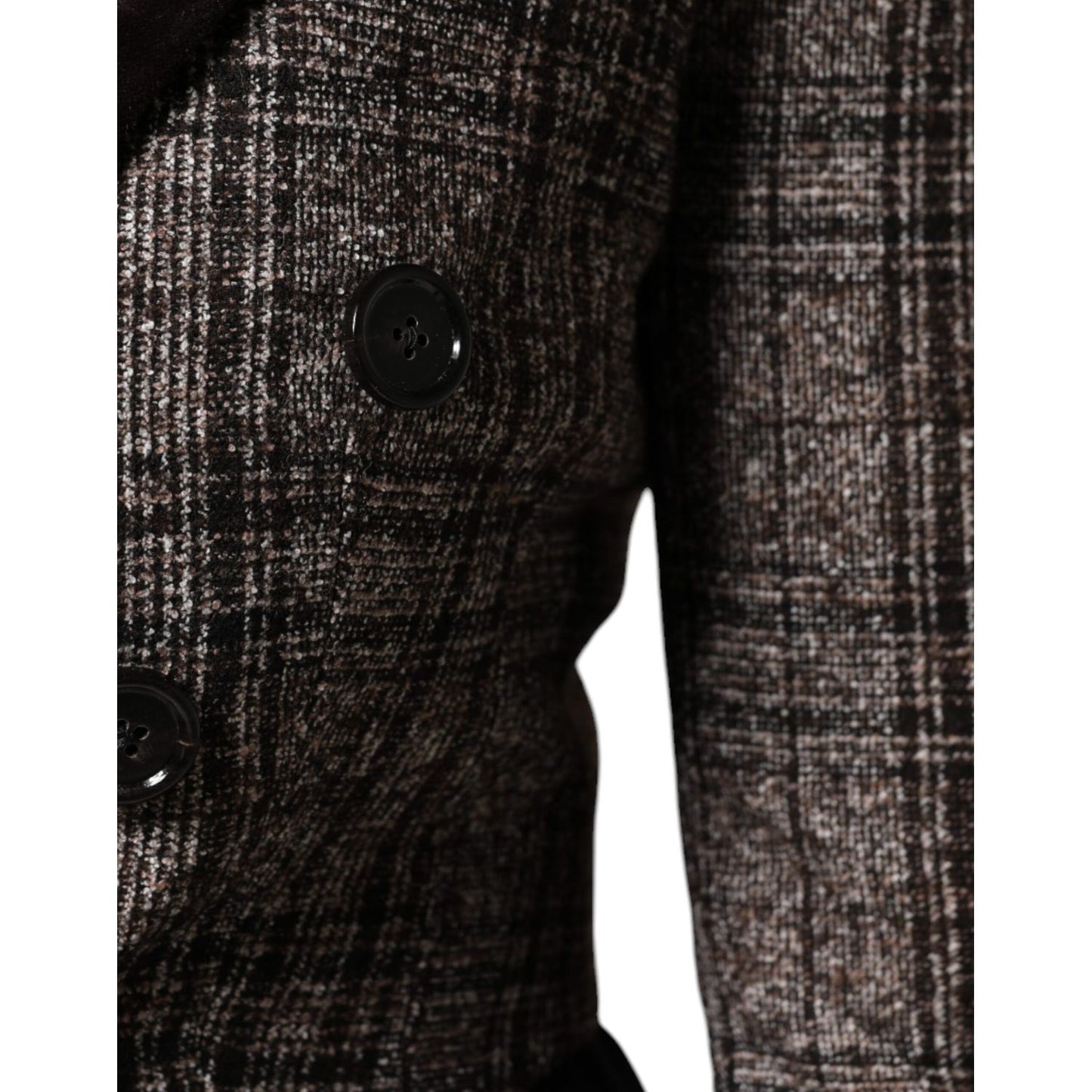 Dolce & Gabbana Brown Plaid Long Sleeve Cropped Coat Jacket