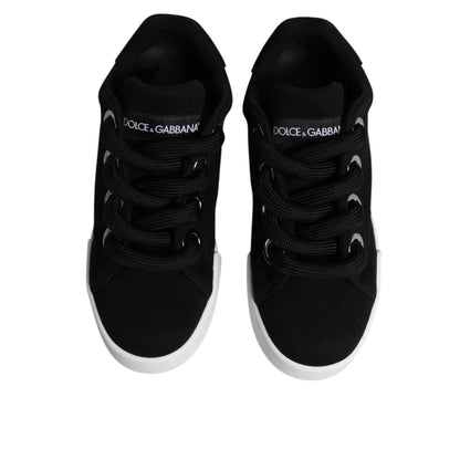 Dolce & Gabbana Black Portofino Low Top Sneakers Shoes