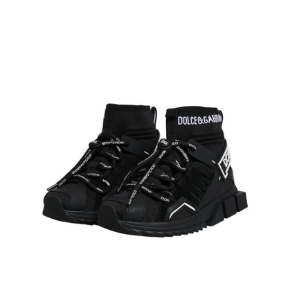 Dolce & Gabbana Black Sorrento Socks Logo Sneakers Shoes
