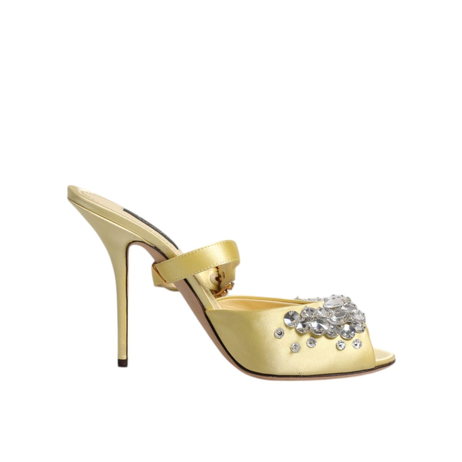 Dolce & Gabbana Yellow Crystal Slides KEIRA Sandals Shoes
