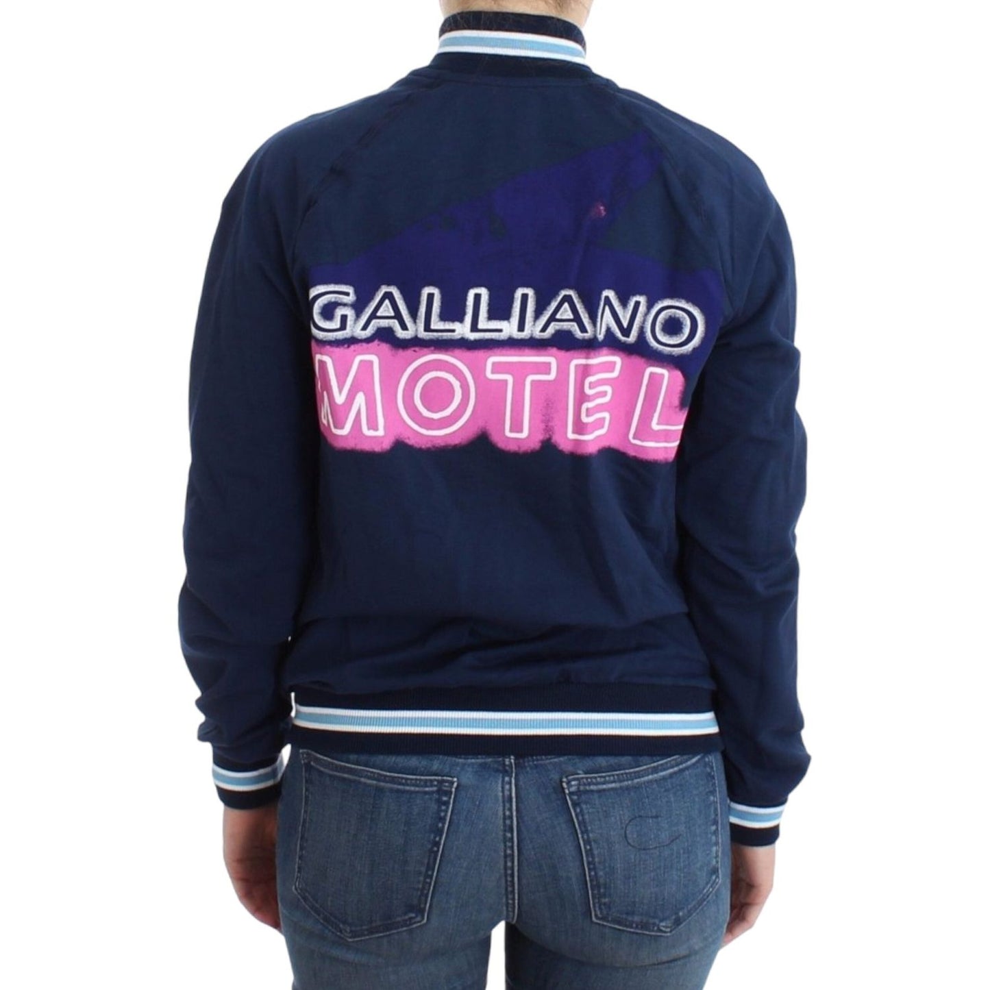 Chic Blue Zip Cardigan with Logo Detail John Galliano