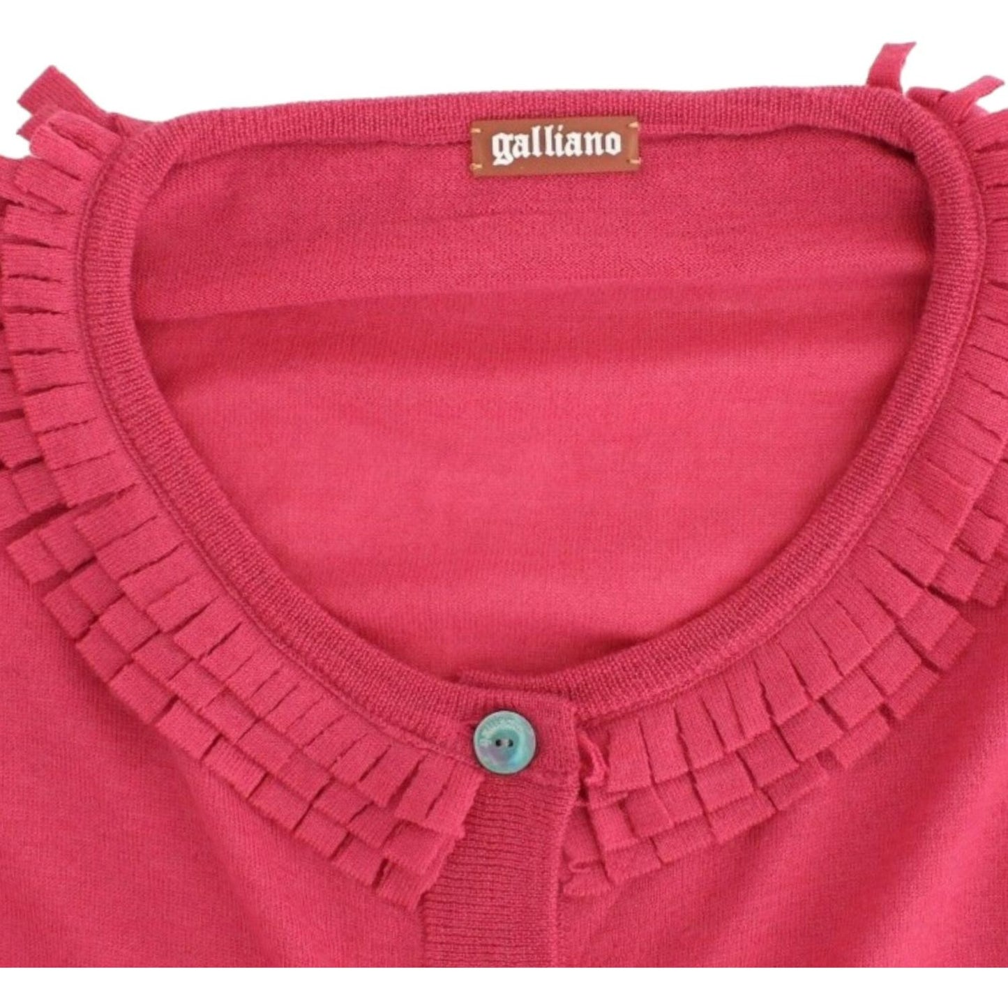 Ruffle Detail Wool Cardigan in Pink John Galliano