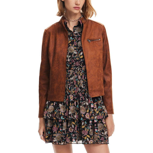 Desigual Brown Polyester Jackets & Coat Desigual