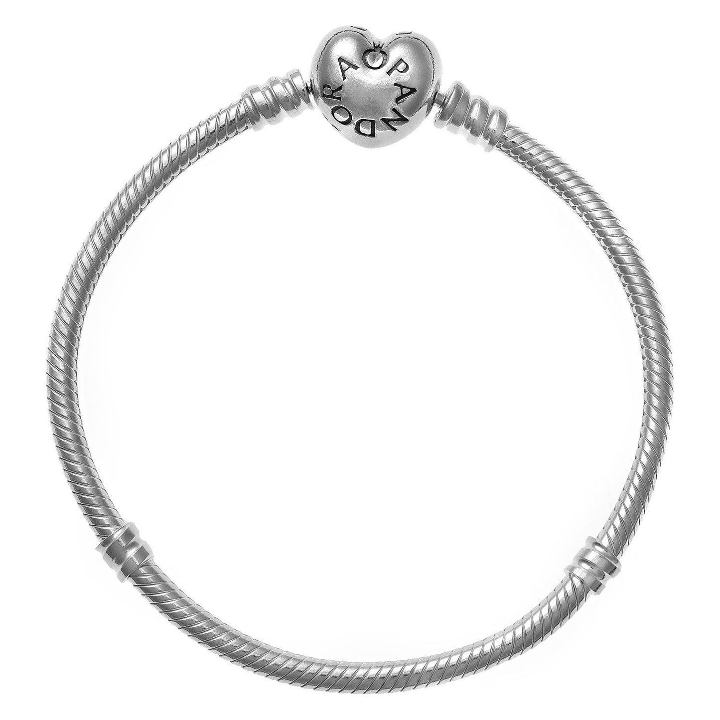 PANDORA MOMENTS COLLECTION Mod. HEART CLASP SNAKE CHAIN BRACELET - Size 18 DESIGNER FASHION JEWELLERY PANDORA Gray