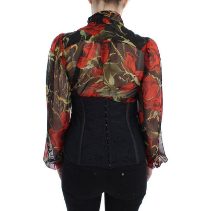 Dolce & Gabbana Black Stretch Corset Waist Strap Belt