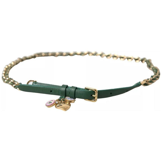 Green Embellished Chain Gold Buckle Belt Dolce & Gabbana