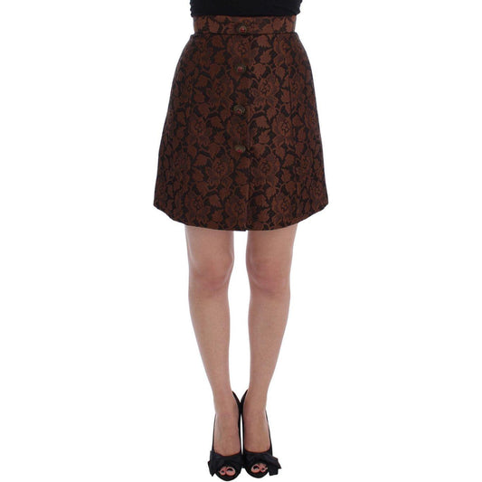Dolce & Gabbana Brown Floral Brocade Mini Bubble Skirt 12% Silk,1728,34% Rayon,67345645728,Brown,Clothing,Dolce & Gabbana,IT40|S,Material: 54% Cotton,Mini - Skirts - Clothing,New with tags,Skirts - Clothing,Skirts - Women - Clothing,Women,Women - Clothing