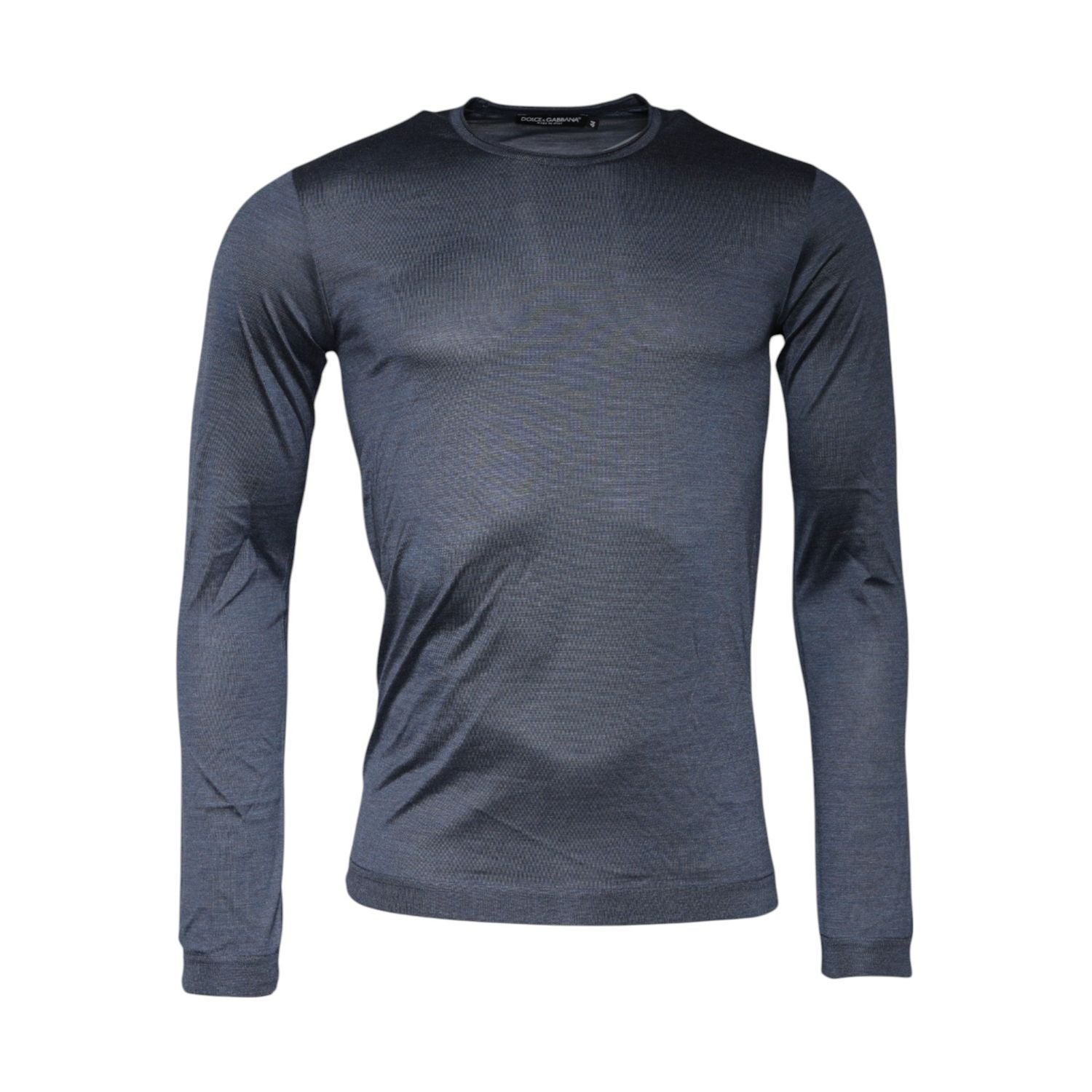 Dolce & Gabbana Dark Gray Silk Crew Neck Pullover Sweater