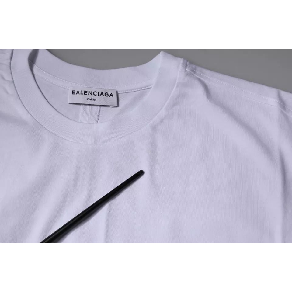 Balenciaga White Logo Cotton Jersey Crew Neck Short Sleeves T-shirt Balenciaga