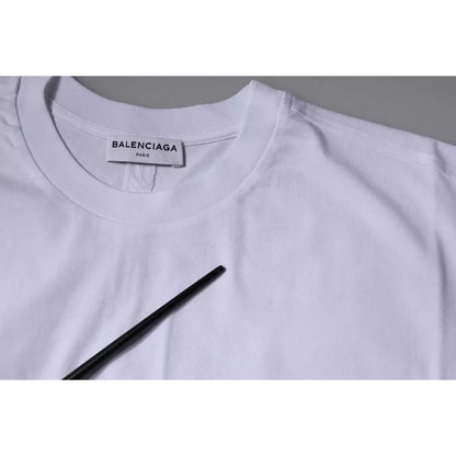 Balenciaga White Logo Cotton Jersey Crew Neck Short Sleeves T-shirt Balenciaga