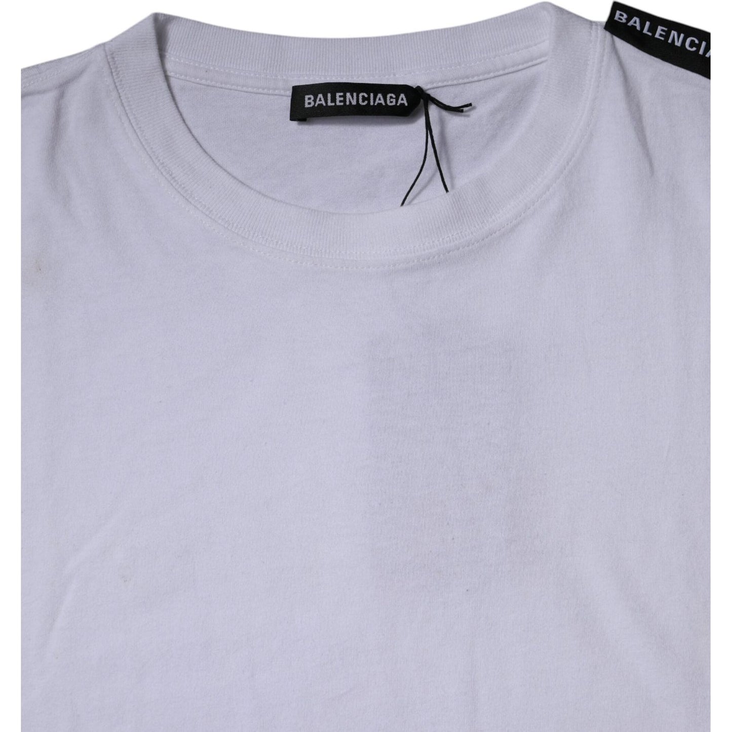 Balenciaga White Logo Cotton Jersey Crew Neck Short Sleeves T-shirt Balenciaga