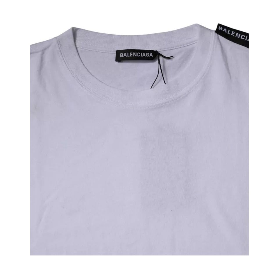 Balenciaga White Logo Cotton Jersey Crew Neck Short Sleeves T-shirt Balenciaga