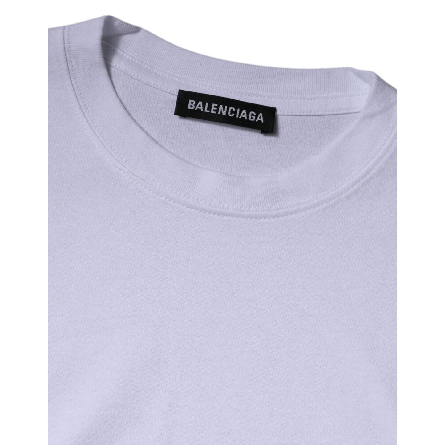 Balenciaga White Logo Cotton Jersey Crew Neck Short Sleeves T-shirt Balenciaga