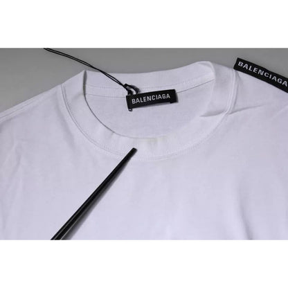 Balenciaga White Logo Cotton Jersey Crew Neck Short Sleeves T-shirt Balenciaga