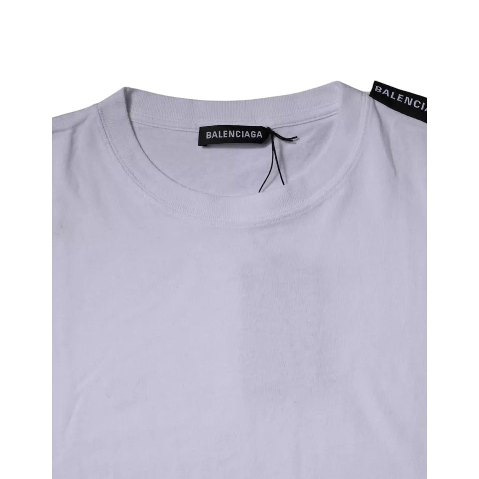 Balenciaga White Logo Cotton Jersey Crew Neck Short Sleeves T-shirt Balenciaga