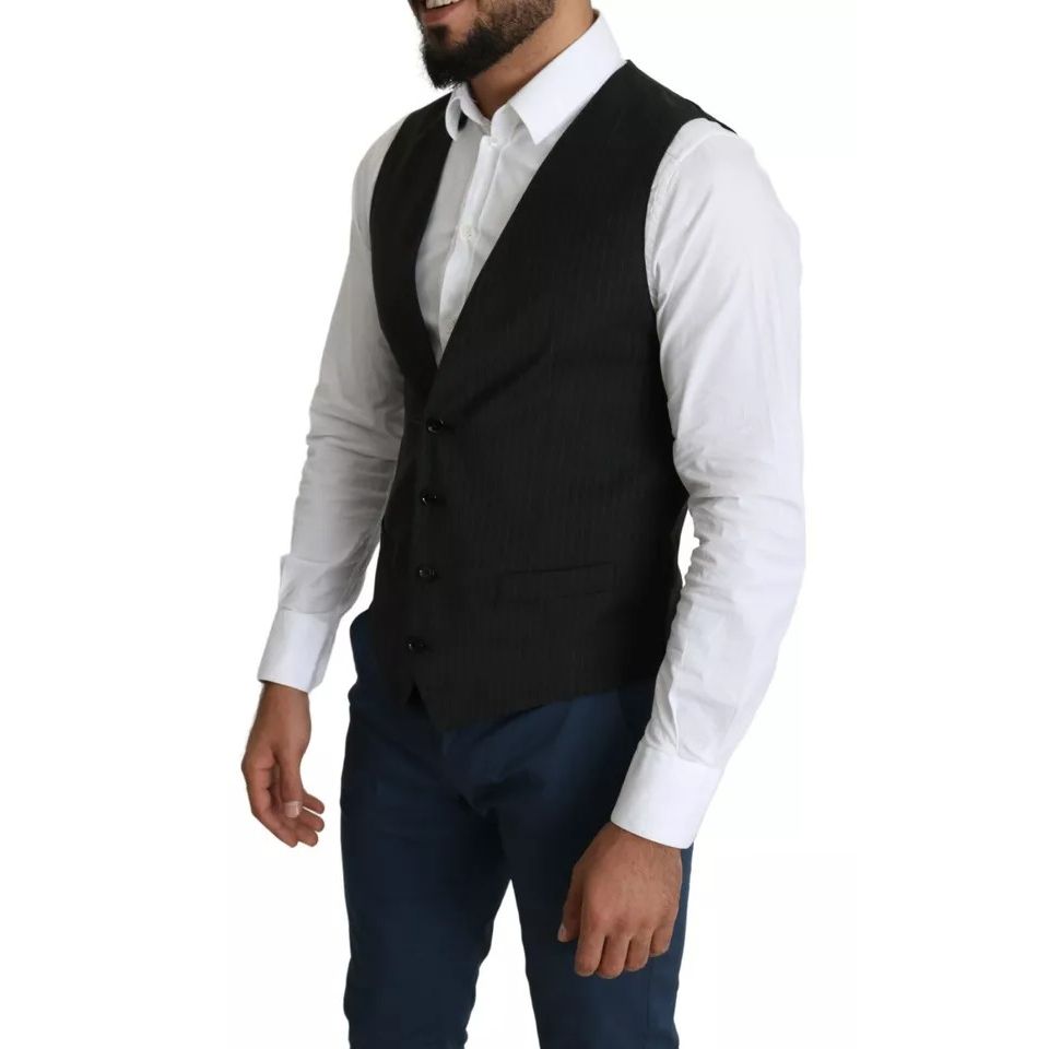 Dolce & Gabbana Black Men Formal STAFF Dress Waistcoat Vest