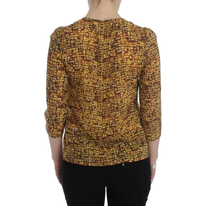 Dolce & Gabbana Multicolor Mosaic Print Silk Blouse T-shirt