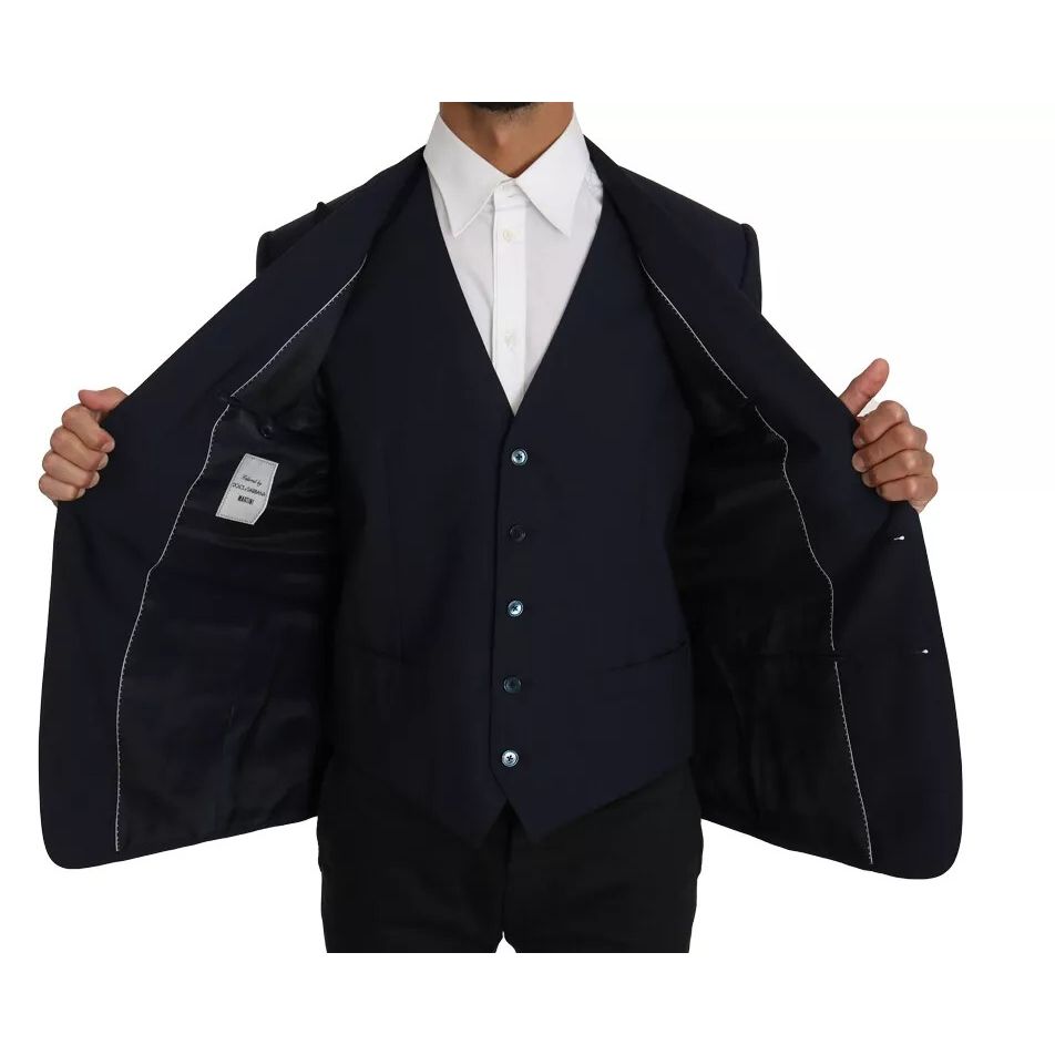 Dolce & Gabbana Blue Wool MARTINI Blazer Vest 2 Piece