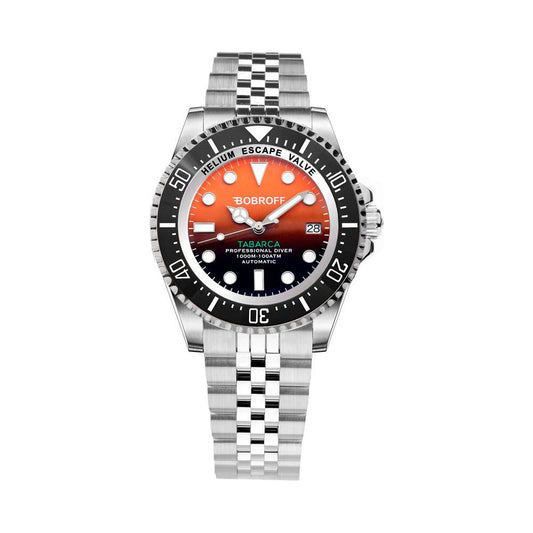 Bobroff Silver Stainless Steel Watch Bobroff Black