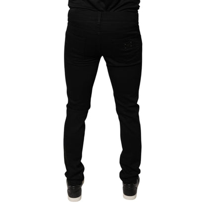 Dolce & Gabbana Black DG Crown Logo Cotton Skinny Denim Jeans