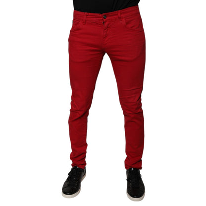 Dolce & Gabbana Red Crown Logo Cotton Skinny Denim Jeans