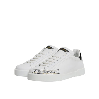Dolce & Gabbana White Leather Low Top Lace Up Sneakers Shoes