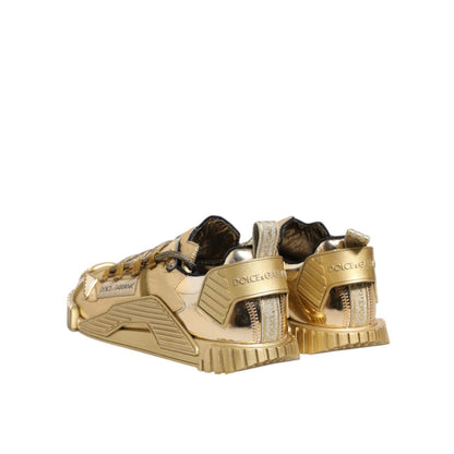 Dolce & Gabbana Gold Stretch Lace Up NS1 Sneakers Shoes