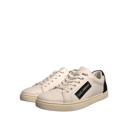 Dolce & Gabbana White Suede Leather Low Top Sneakers Shoes