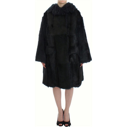Dolce & Gabbana Black Goat Fur Shearling Long Jacket Coat 1728,67345645728,Black,Clothing,Coats - Jackets & Coats - Clothing,Dolce & Gabbana,Fur,IT40|S,Jackets & Coats - Clothing,Material: 100% Goatskin,New with tags,Shearling,Tops & T-Shirts - Women - Cl
