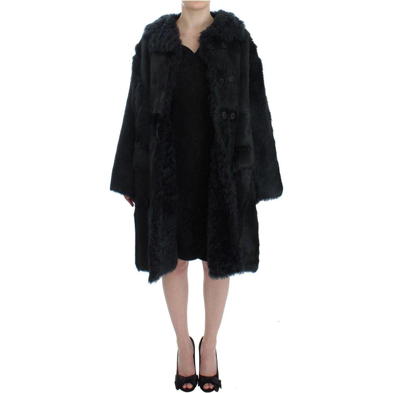 Dolce & Gabbana Black Goat Fur Shearling Long Jacket Coat 1728,67345645728,Black,Clothing,Coats - Jackets & Coats - Clothing,Dolce & Gabbana,Fur,IT40|S,Jackets & Coats - Clothing,Material: 100% Goatskin,New with tags,Shearling,Tops & T-Shirts - Women - Cl