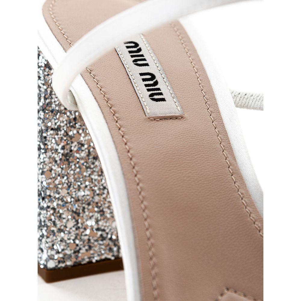 Miu Miu White Silk Sandal Miu Miu Rosy Brown